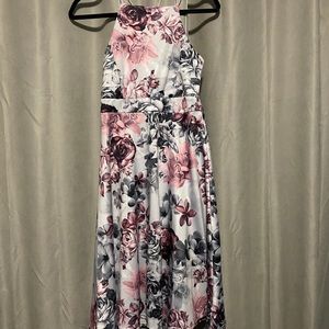 Midi flower dress with back straps